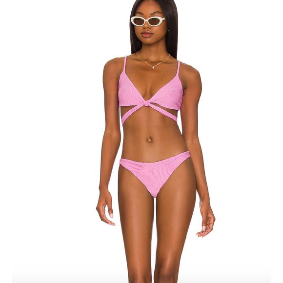 NWOT L Space Chloe Ribbed Wrap Bikini Top in Lilac size M - Picture 7 of 12